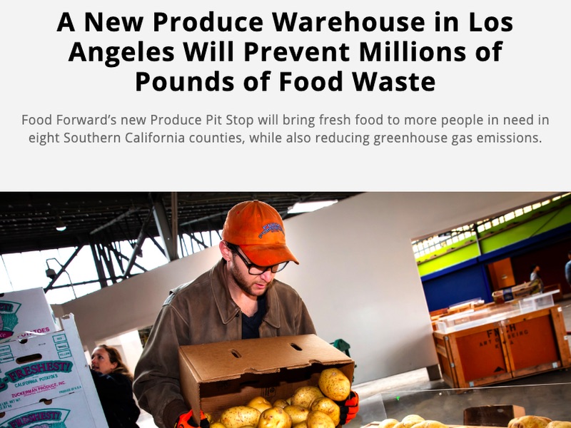 Screenshot of news story with headline and photo of man handling potatoes