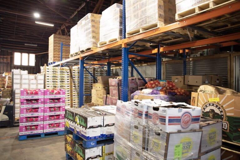 Photo of pallets and boxes at Pit Stop on racks
