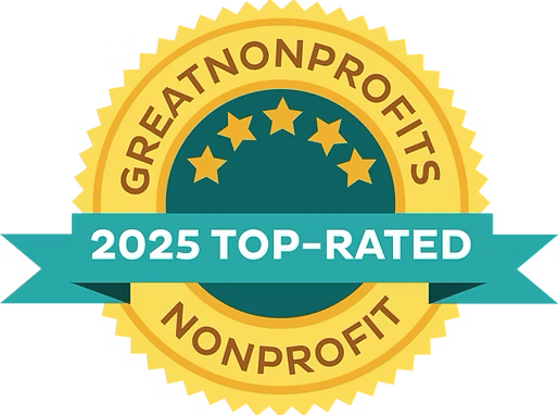 Logo that reads "2025 To-Rated Greatnonprofits Nonprofit"
